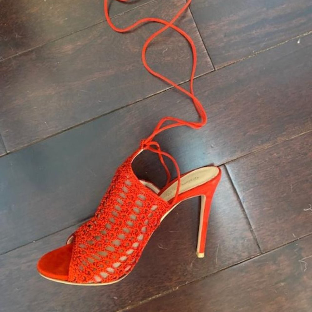 Italian made crochet gladiator red heels - Picture 1 of 6